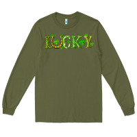 Army Green st. patrick's day lucky with clovers and horseshoe Long Sleeve Tee - RanaPortraitStore