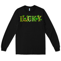 Black st. patrick's day lucky with clovers and horseshoe Long Sleeve Tee - RanaPortraitStore