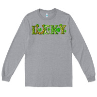 Heather Grey st. patrick's day lucky with clovers and horseshoe Long Sleeve Tee - RanaPortraitStore