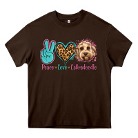Chocolate Brown peace love labradoodle Heavy Core Tee - Jasminsmagicworld