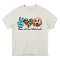 Cream peace love labradoodle Heavy Core Tee - Jasminsmagicworld