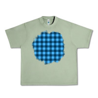 Oil Green Winter Tartan Patch Urban Heavy Tee - BundleAndBundleShop