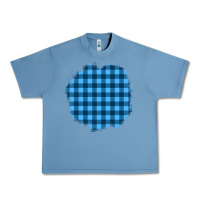 Pebble Blue Winter Tartan Patch Urban Heavy Tee - BundleAndBundleShop