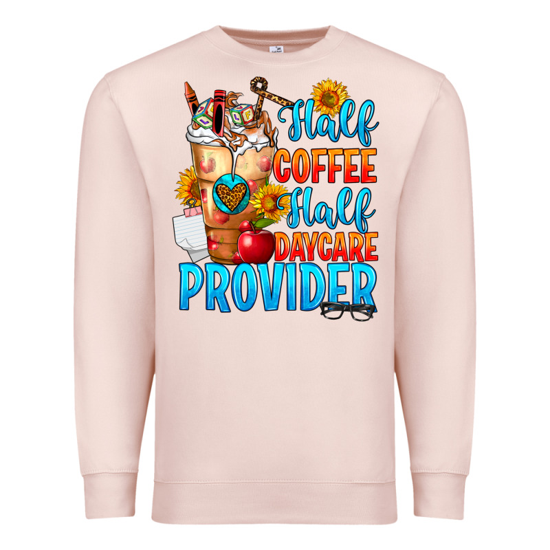 Half Coffee Half Daycare Provider Premium Sweatshirt by FaDigitalArtStudio | Teevron