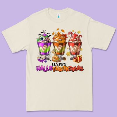 Happy Hallothanksmas Coffee Cups Premium Tee Designed By Nancycooperartshop