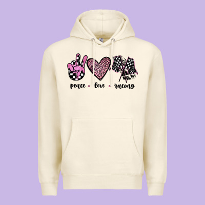 Peace Love Racing Premium Hoodie Designed By Jahusdesignshop