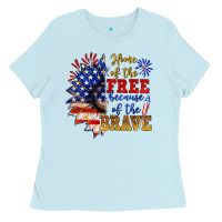 Baby Blue home of the free because of the brave Ladies Tee - NancyCooperArtShop
