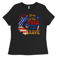 Black home of the free because of the brave Ladies Tee - NancyCooperArtShop