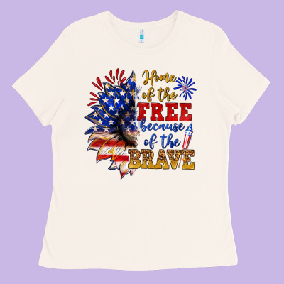 Home Of The Free Because Of The Brave Ladies Tee Designed By Nancycooperartshop