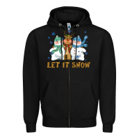 Black let it snow reindeer snowman Zipper Hoodie - CowGirlArtShop