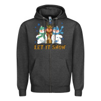Charcoal Heather let it snow reindeer snowman Zipper Hoodie - CowGirlArtShop