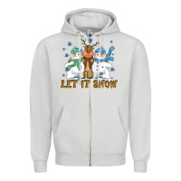 Dove Grey let it snow reindeer snowman Zipper Hoodie - CowGirlArtShop