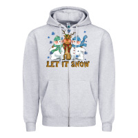 Heather Grey let it snow reindeer snowman Zipper Hoodie - CowGirlArtShop