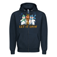 Navy let it snow reindeer snowman Zipper Hoodie - CowGirlArtShop