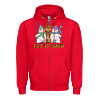 Let It Snow Reindeer Snowman Zipper Hoodie | Teevron