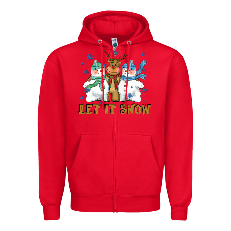 Let It Snow Reindeer Snowman Zipper Hoodie by CowGirlArtShop | Teevron