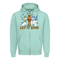 Seafoam let it snow reindeer snowman Zipper Hoodie - CowGirlArtShop