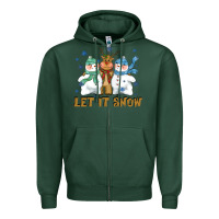 Sports Green let it snow reindeer snowman Zipper Hoodie - CowGirlArtShop