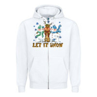 White let it snow reindeer snowman Zipper Hoodie - CowGirlArtShop