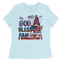 Baby Blue god bless america Ladies Tee - NancyCooperArtShop