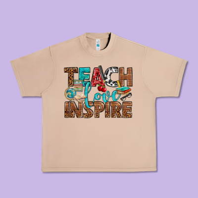 Teach Love Inspire With Leopard Urban Heavy Tee Designed By Bundleandbundleshop