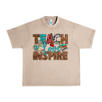 French Oak Teach Love Inspire With Leopard Urban Heavy Tee - BundleAndBundleShop