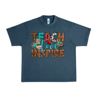 Midnight Navy Teach Love Inspire With Leopard Urban Heavy Tee - BundleAndBundleShop