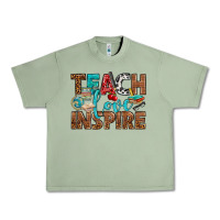 Oil Green Teach Love Inspire With Leopard Urban Heavy Tee - BundleAndBundleShop