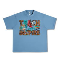 Pebble Blue Teach Love Inspire With Leopard Urban Heavy Tee - BundleAndBundleShop
