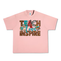 Salmon Teach Love Inspire With Leopard Urban Heavy Tee - BundleAndBundleShop