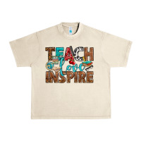 Sandshell Teach Love Inspire With Leopard Urban Heavy Tee - BundleAndBundleShop