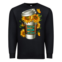 Black Mama Needs Coffee Cup Premium Sweatshirt - FaDigitalArtStudio
