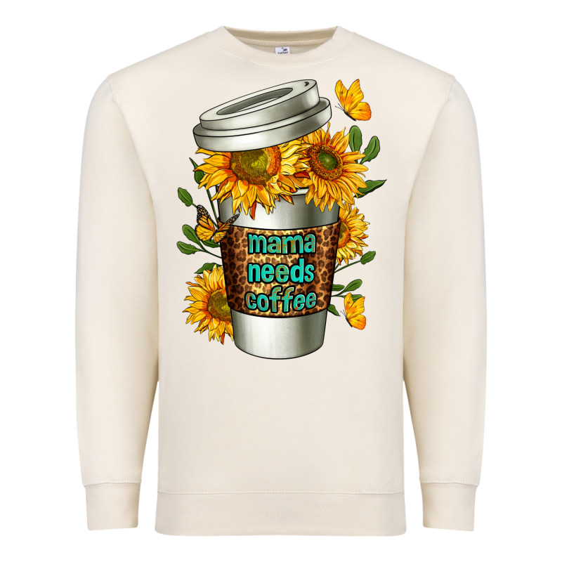 Mama Needs Coffee Cup Premium Sweatshirt by FaDigitalArtStudio | Teevron