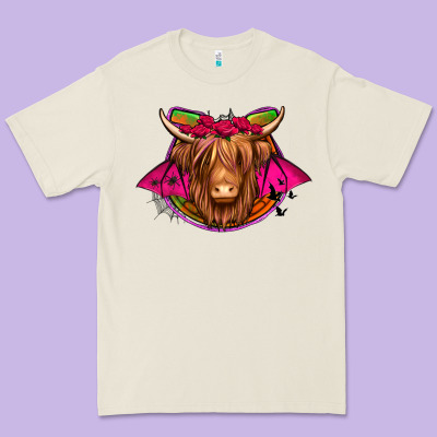 Halloween Highland Cow Horseshoe Premium Tee Designed By Jasminsmagicworld