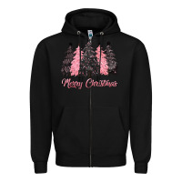 Black pink merry christmas Zipper Hoodie - CowGirlArtShop