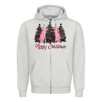 Dove Grey pink merry christmas Zipper Hoodie - CowGirlArtShop