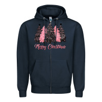 Navy pink merry christmas Zipper Hoodie - CowGirlArtShop
