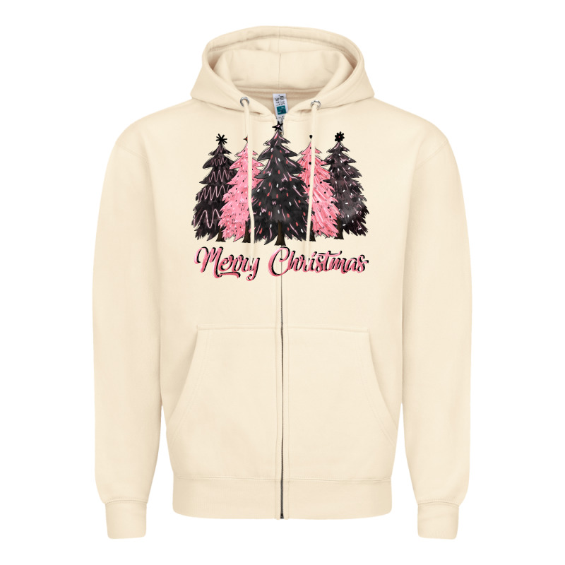Pink Merry Christmas Zipper Hoodie by CowGirlArtShop | Teevron