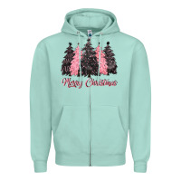 Seafoam pink merry christmas Zipper Hoodie - CowGirlArtShop