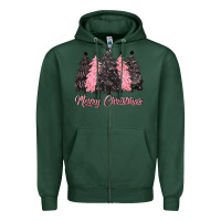 Sports Green pink merry christmas Zipper Hoodie - CowGirlArtShop