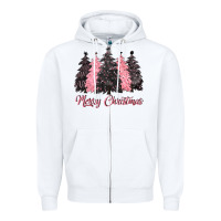 White pink merry christmas Zipper Hoodie - CowGirlArtShop