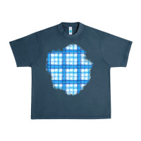 Midnight Navy Winter Tartan Patch Urban Heavy Tee - BundleAndBundleShop