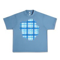 Pebble Blue Winter Tartan Patch Urban Heavy Tee - BundleAndBundleShop