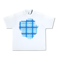 White Winter Tartan Patch Urban Heavy Tee - BundleAndBundleShop