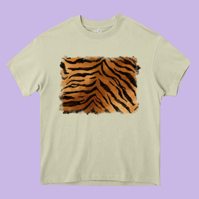 Handdrawn Tiger Pattern Background Heavy Core Tee Designed By Barkaloodesign