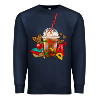 Navy teacher frappe coffee Premium Sweatshirt - FaDigitalArtStudio