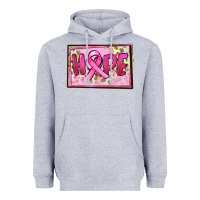 Heather Grey Hope Breast Cancer Heavyweight Hoodie - FaDigitalArtStudio