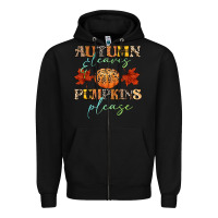 Black autumn leaves and pumpkins please Zipper Hoodie - CowGirlArtShop
