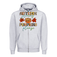 Heather Grey autumn leaves and pumpkins please Zipper Hoodie - CowGirlArtShop