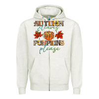 Oatmeal Heather autumn leaves and pumpkins please Zipper Hoodie - CowGirlArtShop
